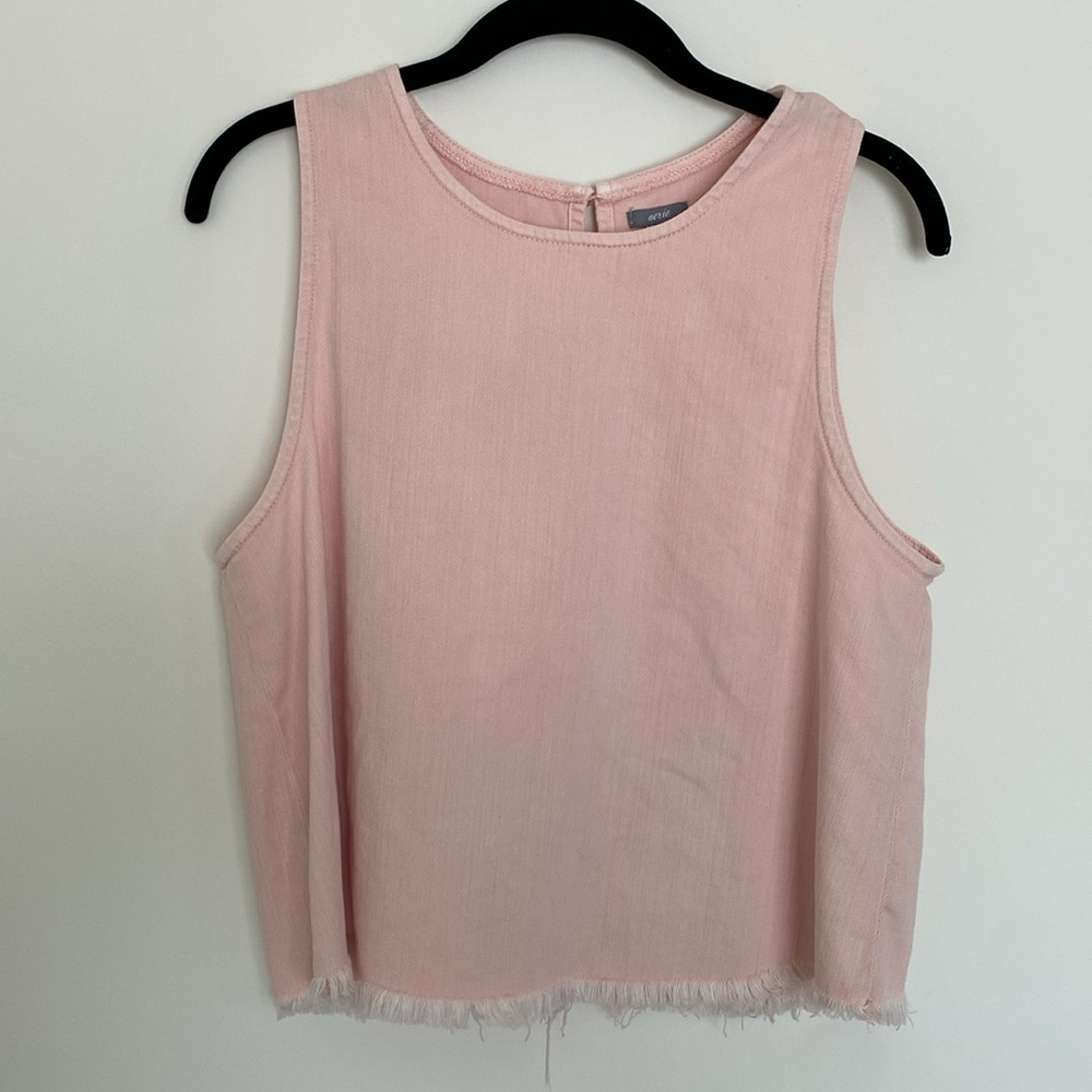 Light Pink Aerie Denim Tank | M | Open Back Tank